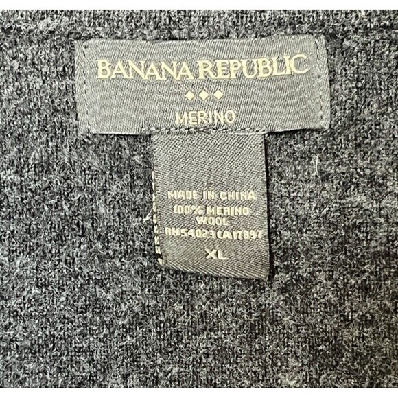 Banana Republic Men’s Gray‎ 1/2 Zip Pullover Mock Neck Merino Wool Sweater XL - Picture 5 of 6